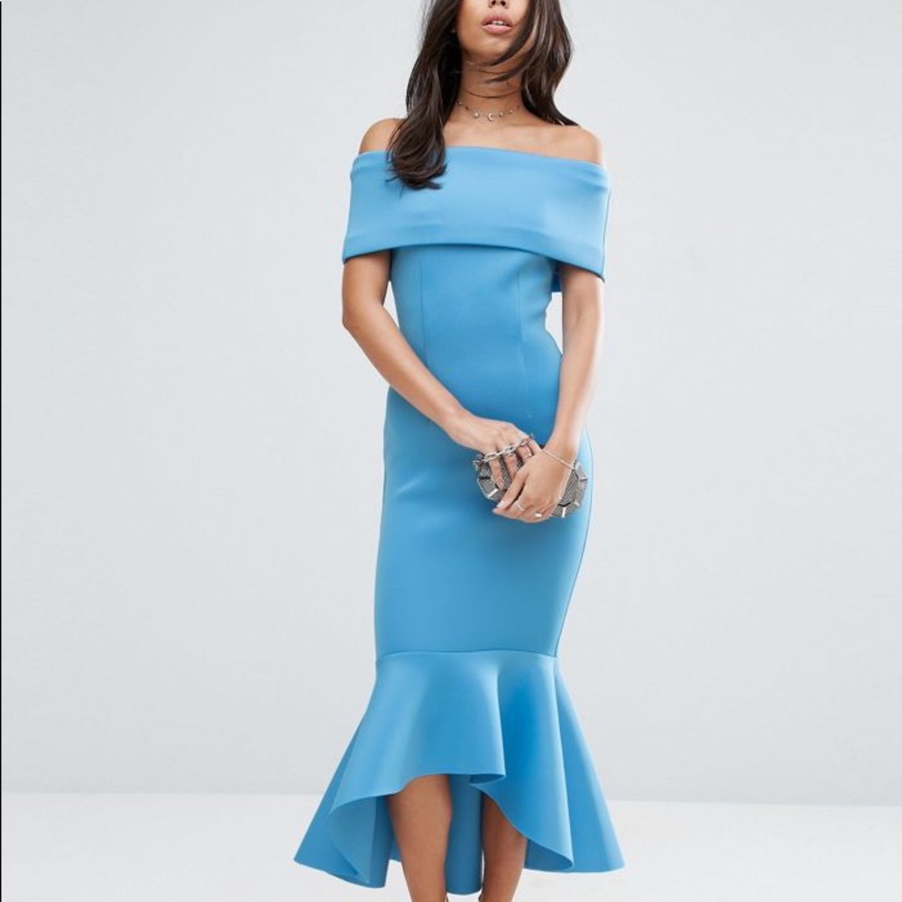 ASOS PREMIUM Deep Fold Pephem Midi Dress
